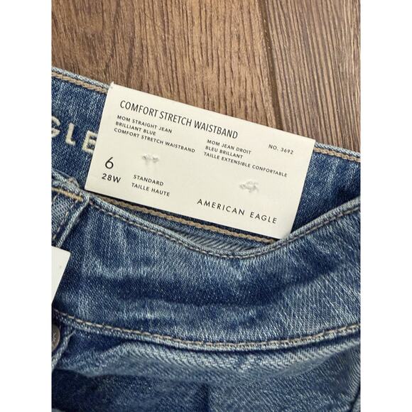 NWT American Eagle AE Mom Straight Distressed Plaid Patches Jeans Size 6 X 28” - Picture 5 of 5